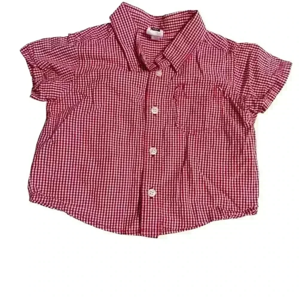 Baby gap button Up red checked shirt 6-12 months